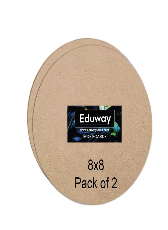 Eduway® 8 Inch Round MDF Board for Mandala, Lippan, Resin Art & Craft, 4mm Thick,Pof 2 Premium Cardboard Material for Artists, Art & Craft - Hard Cutout in Small and Large Sizes (20x20 cms) - Image 1